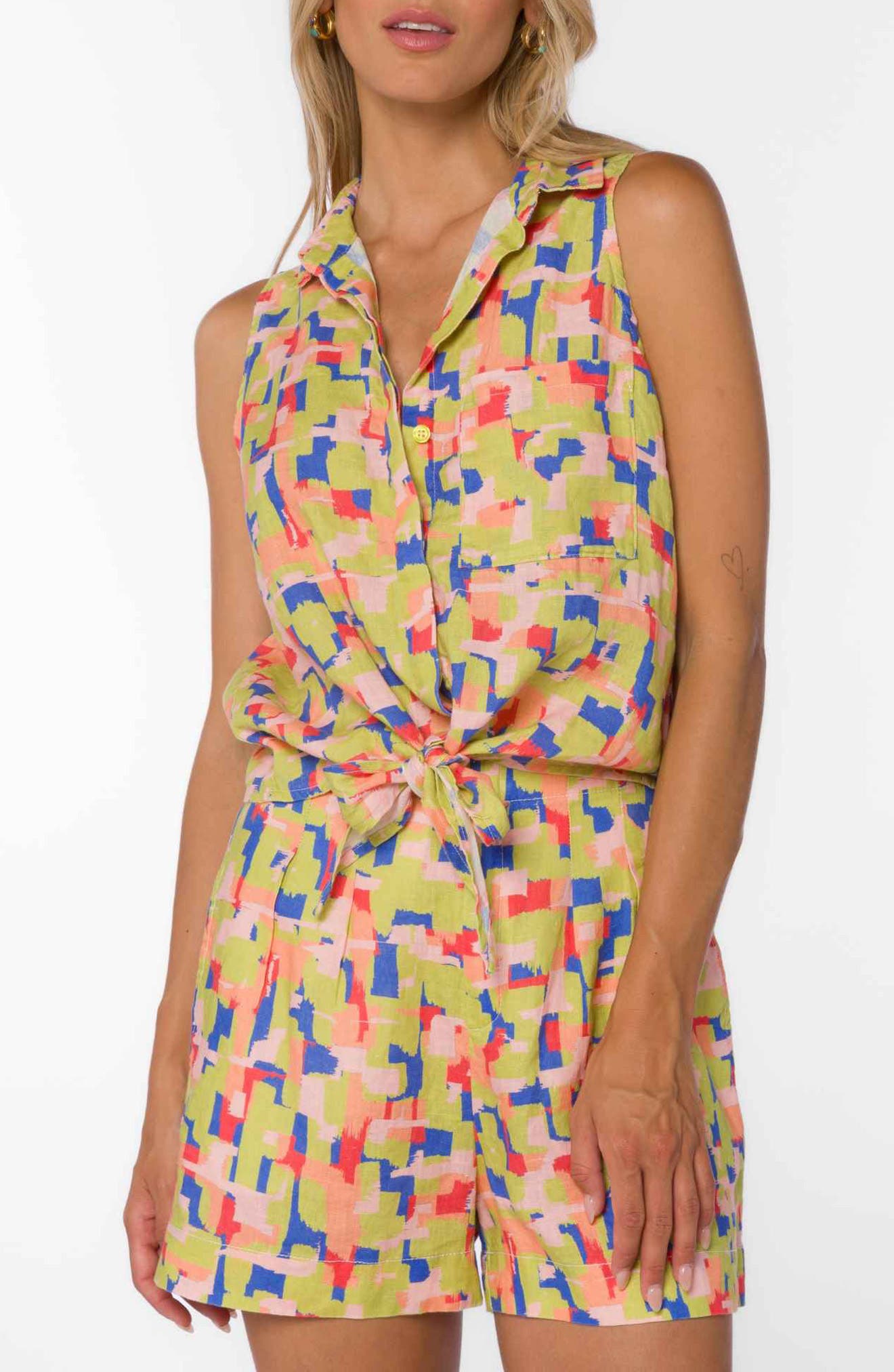 Lilliana Sleeveless Linen Button-Up Shirt