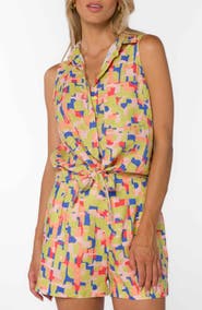 VELVET HEART Lilliana Sleeveless Linen Button-Up Shirt