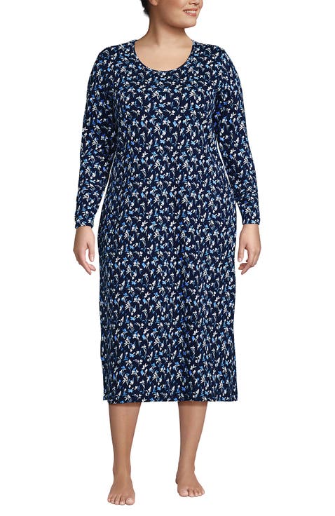 Cotton Long Sleeve Midcalf Nightgown