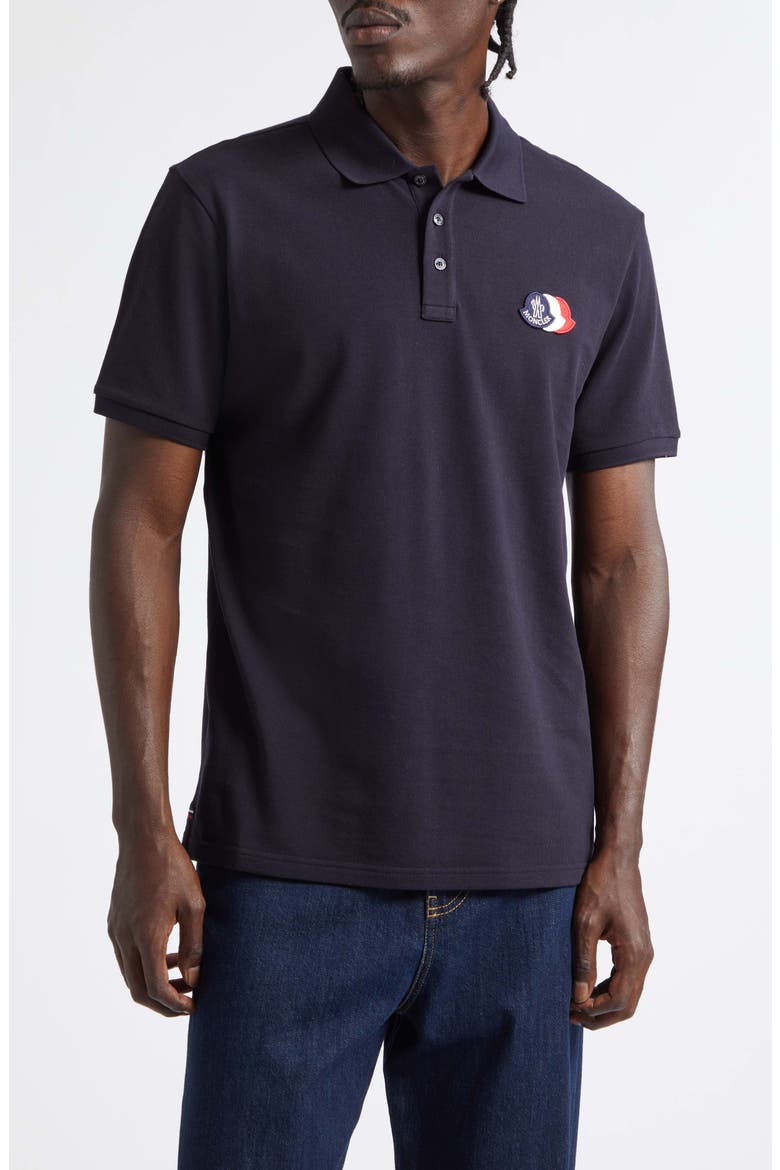 Logo Patch Cotton Piqué Polo, Main, color, BLACK NAVY