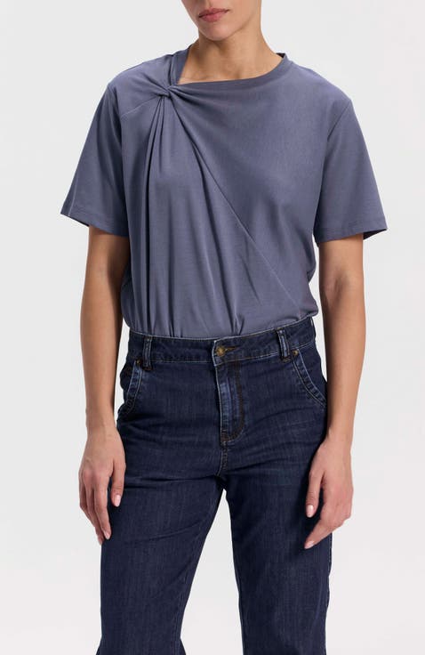 T-Shirt with Twist Shoulder Detail