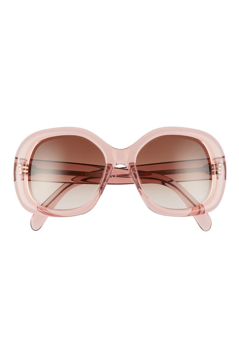 55mm Gradient Round Sunglasses, Main, color, ROSE/ GRADIENT BROWN