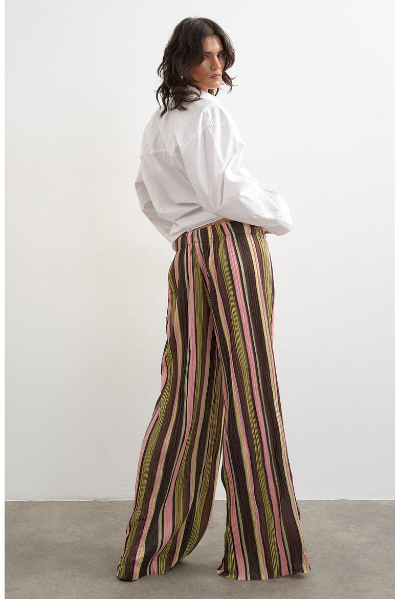 Stripe Crinkle Tie Waist Pants, Alternate, color, PINK