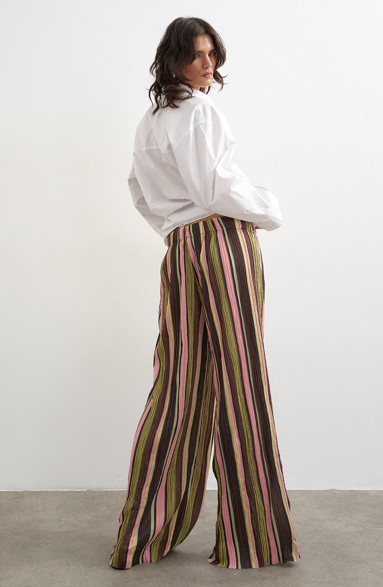 Topshop Stripe Crinkle Tie Waist Pants, Alternate, color,