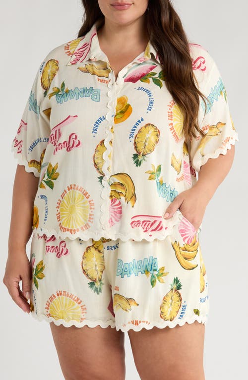 Sugarlips Zion Paradise Rickrack Button-up Shirt In Multi