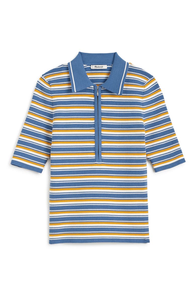 Stripe Half Zip Polo, Alternate, color, DELPHINIUM STRIPE