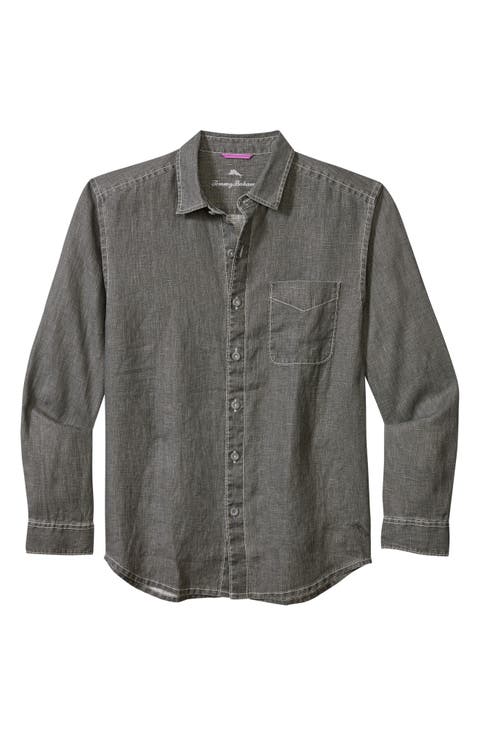 Sea Glass Breezer Classic Fit Button-Up Linen Shirt (Big & Tall)