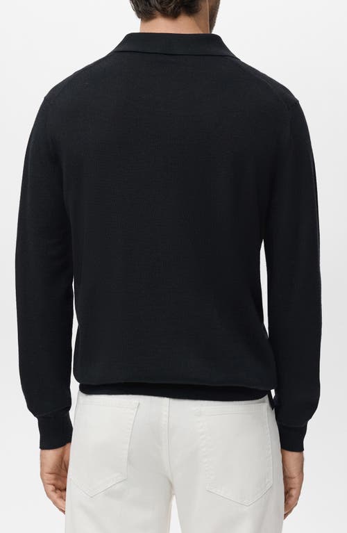 Mango Wool Sweater Polo In Black