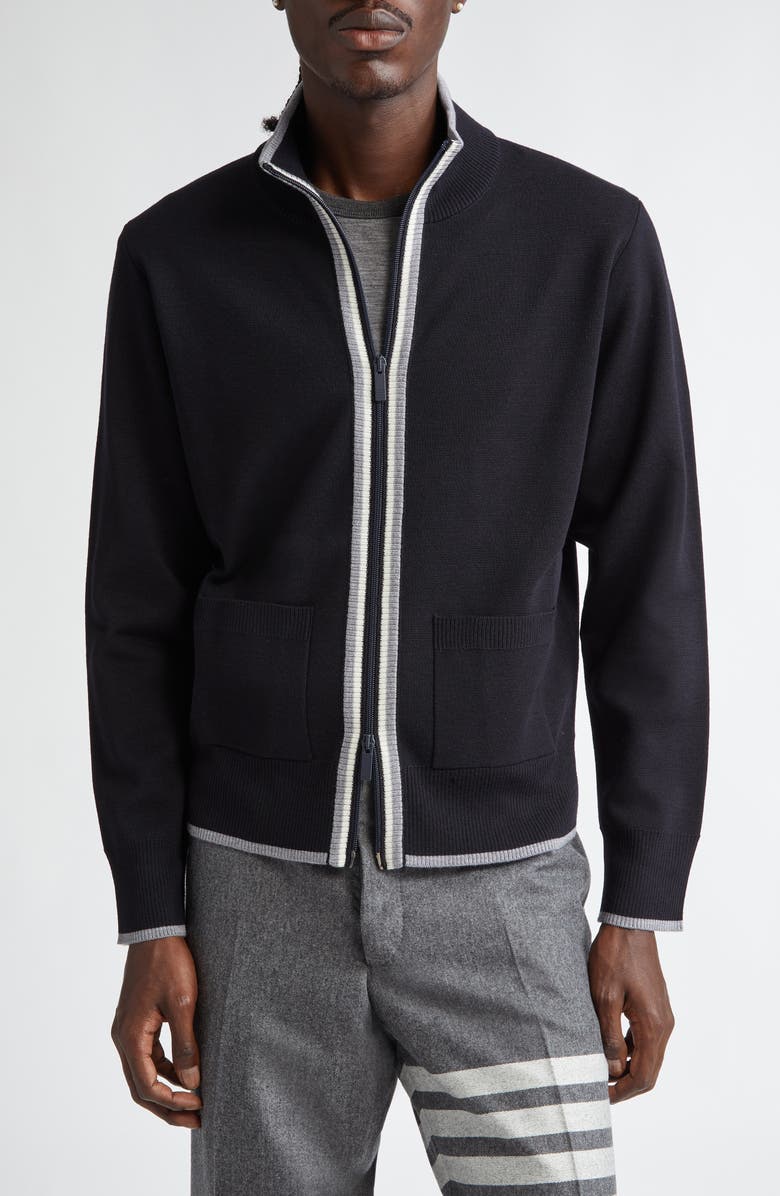 Thom Browne Milano Stitch Virgin Wool Cardigan, Main, color, 