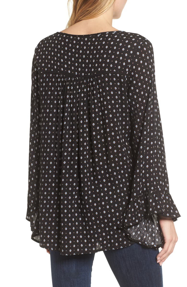 Caslon<sup>®</sup> Floral Print High/Low Peasant Blouse, Alternate, color, 