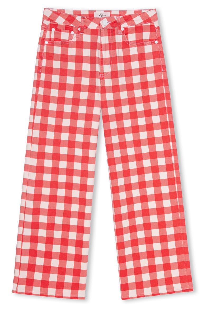 x Giadzy Getty High Waist Crop Wide Leg Jeans, Alternate, color, TOMATO GINGHAM