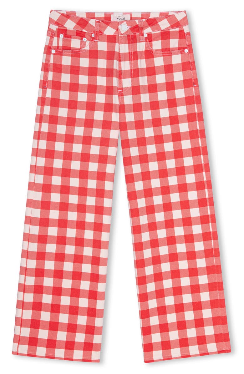 Rails Getty High Waist Crop Wide Leg Jeans, Alternate, color, Tomato Gingham