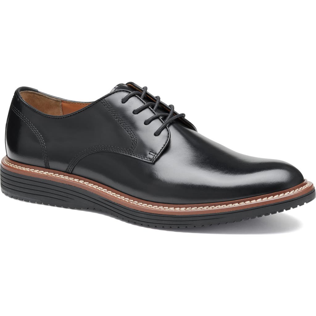 Johnston & Murphy Upton Plain Toe Derby In Black Full Grain Bl