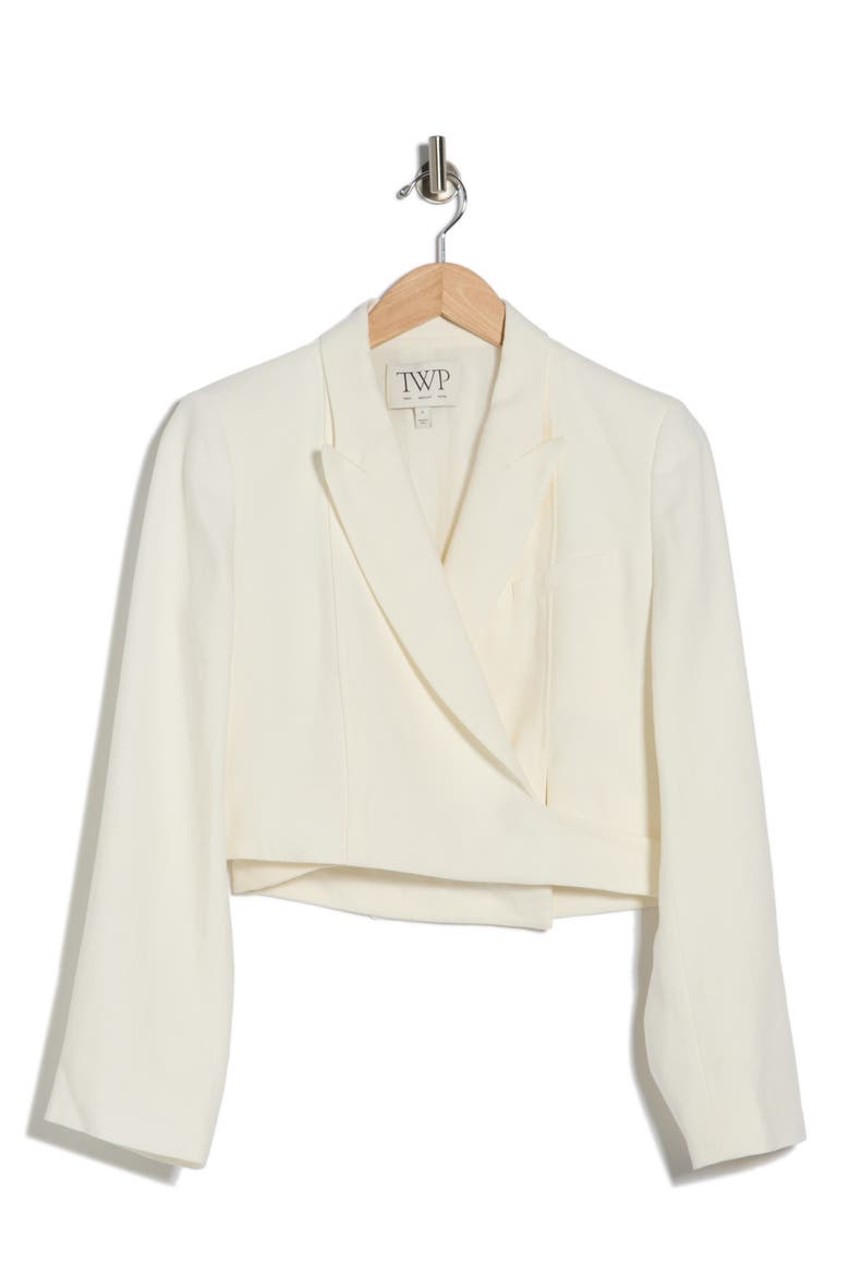 Hunter Linen Crop Blazer, Alternate, color, IVOIRE