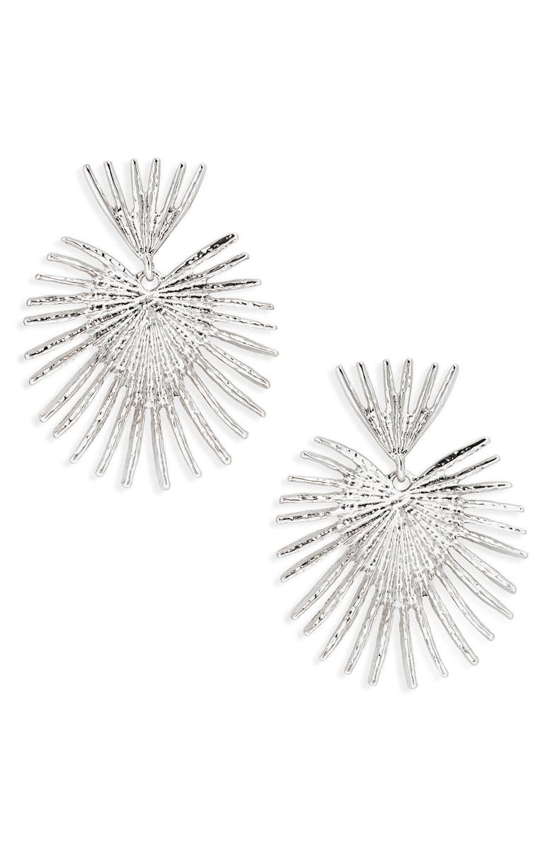 Kenneth Jay Lane Fan Drop Earrings, Main, color, Silver