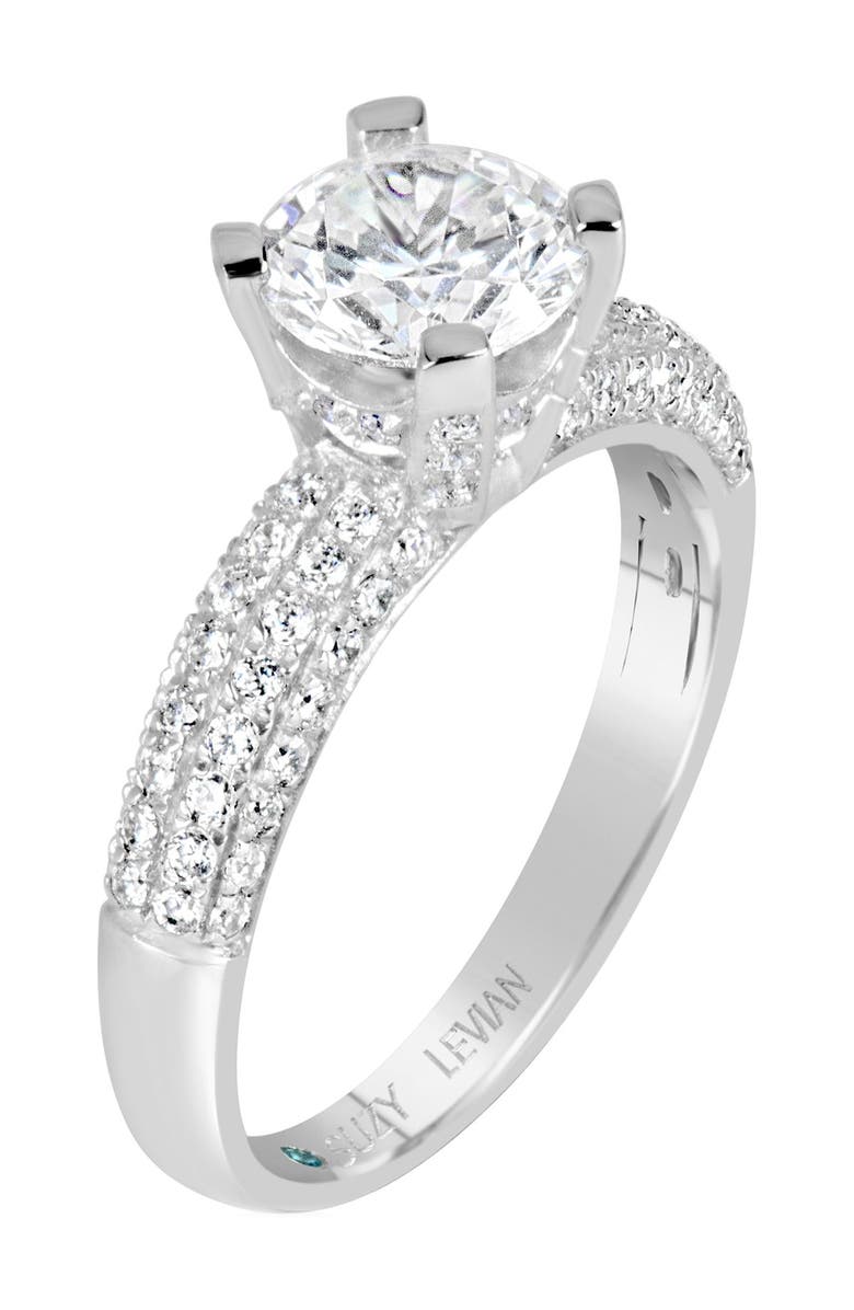 SUZY LEVIAN Bridal Pavé CZ Sterling Silver Engagement Ring, Alternate, color, White