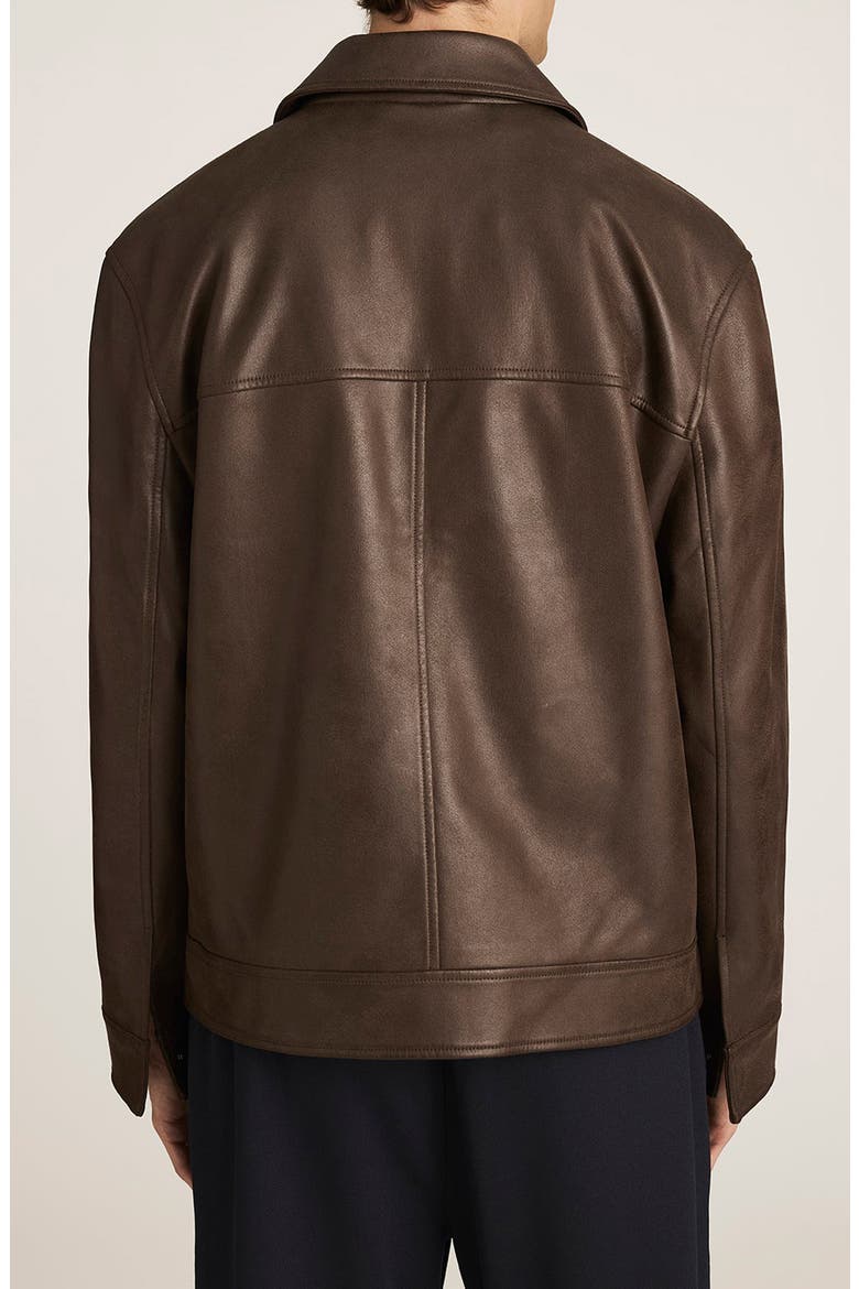 Faux Leather Harrington Jacket, Alternate, color, DEMITASSE