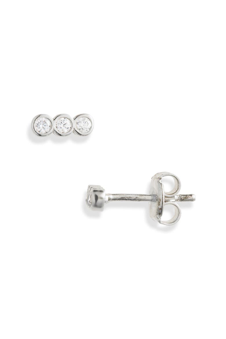 Loverly Crystal Bar Stud Earrings, Main, color, SILVER