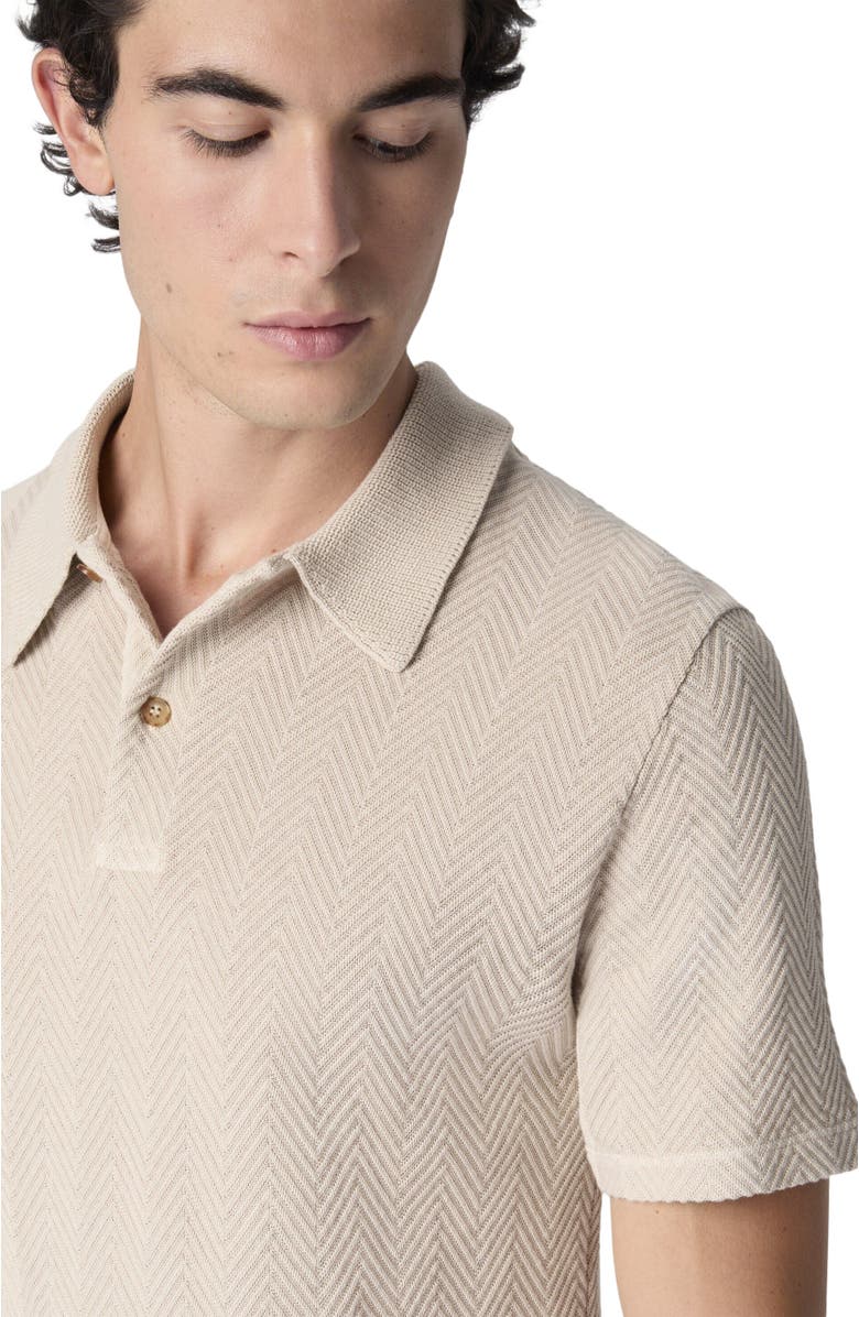 Missoni Cotton And Viscose Polo Shirt With Tone-on-tone Zigzag Motif, Alternate, color, Beige