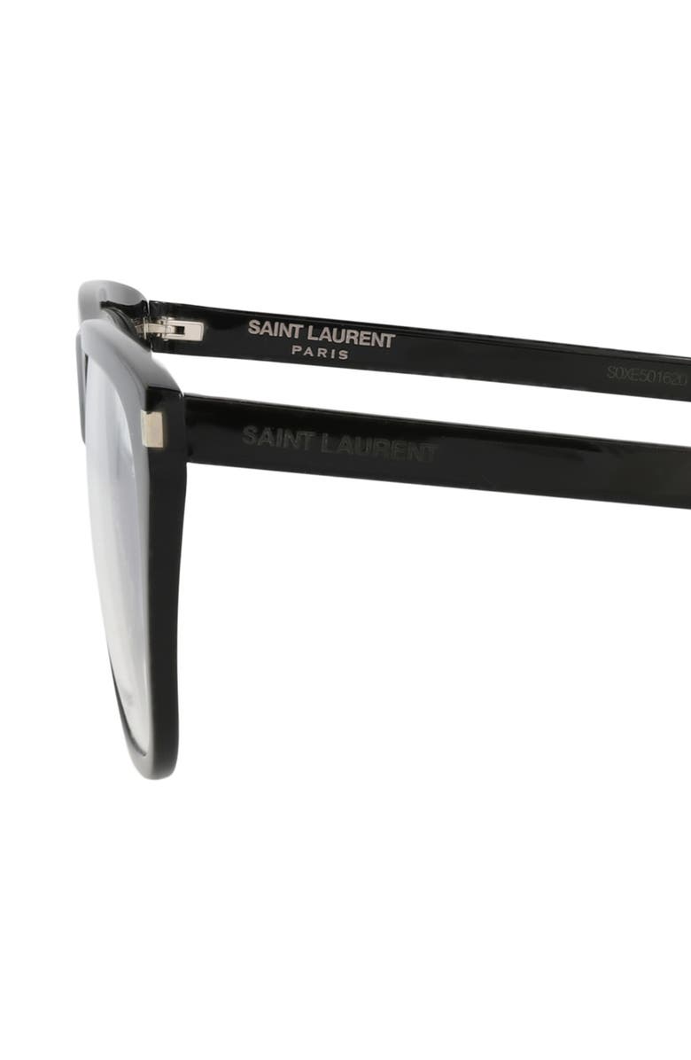 Saint Laurent 57mm Square Optical Frames, Alternate, color, Black Black Transparent