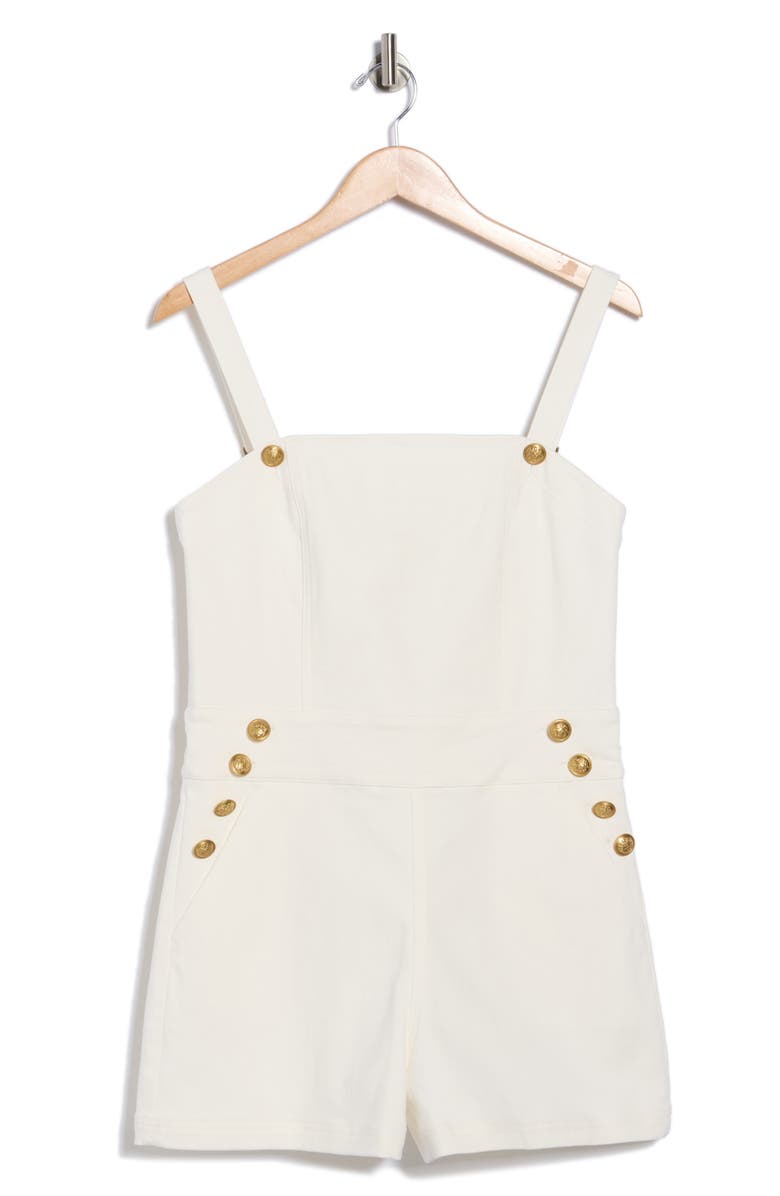 Alice + Olivia Vita Denim Romper, Main, color, Off White