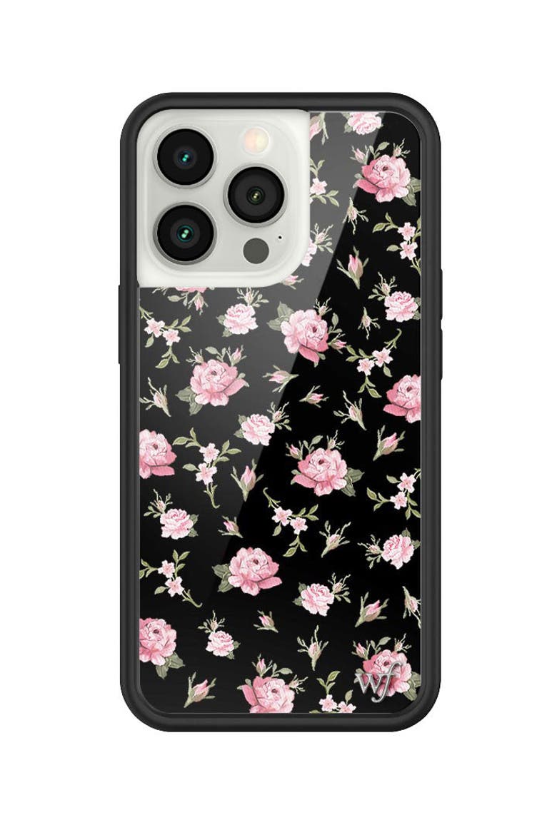 Black and Pink Floral iPhone Case, Alternate, color, Black