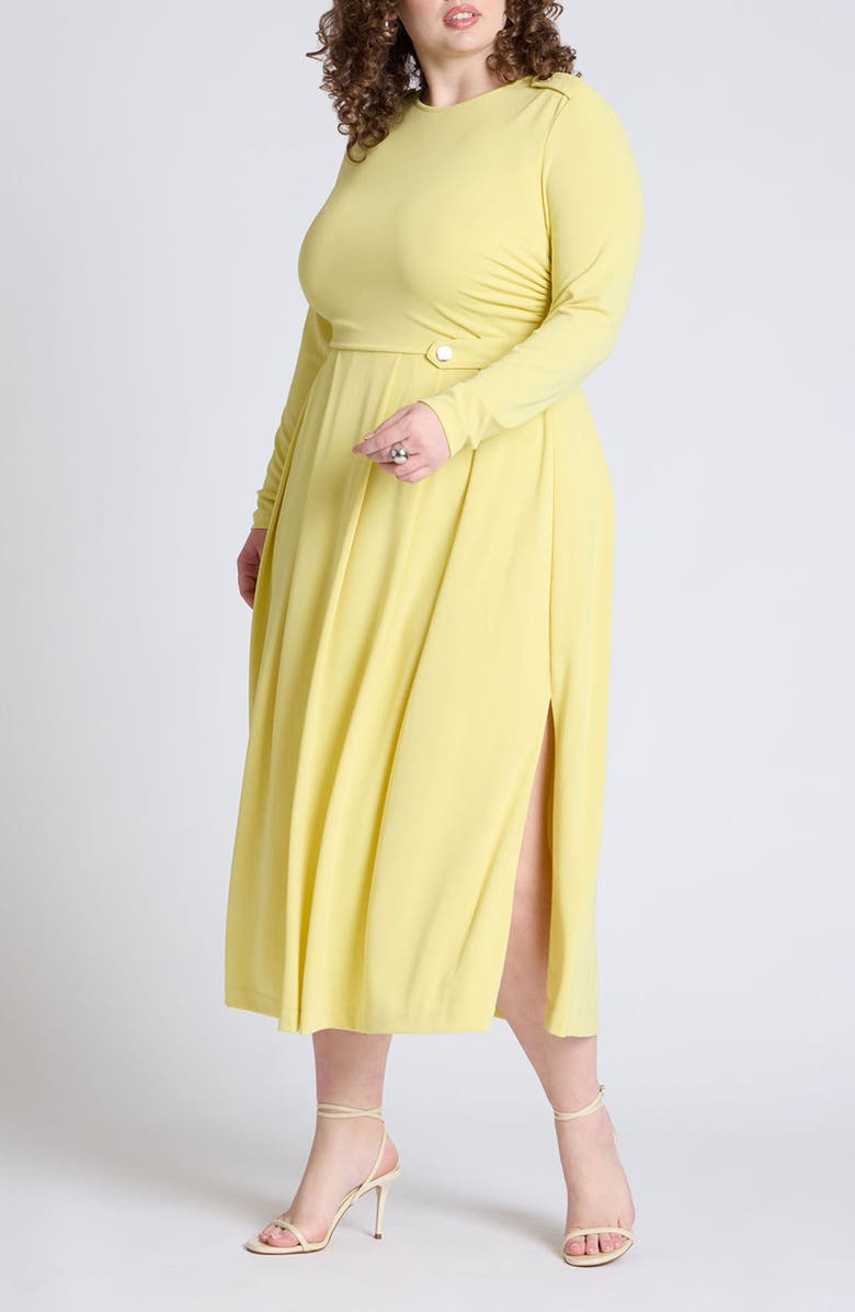 ELOQUII Epaulet Pleated Maxi Dress, Main, color, 