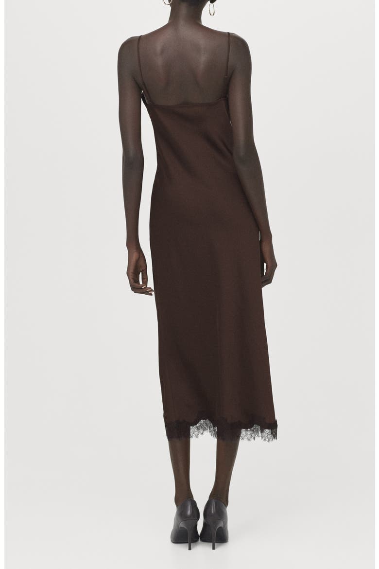 Satin Camisole Midi Dress, Alternate, color, BROWN
