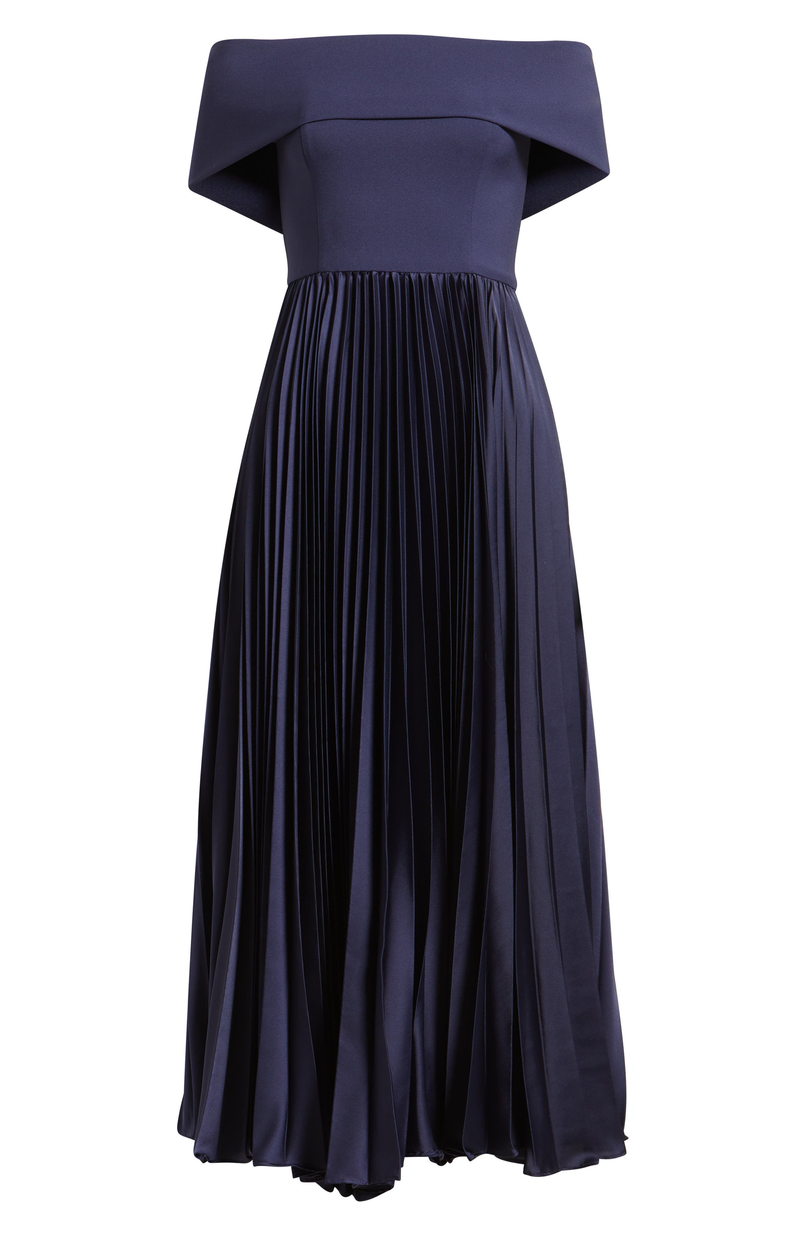 off-the-shoulder pleated maxi dress hutch Hutch Pleated Maxi Dresses