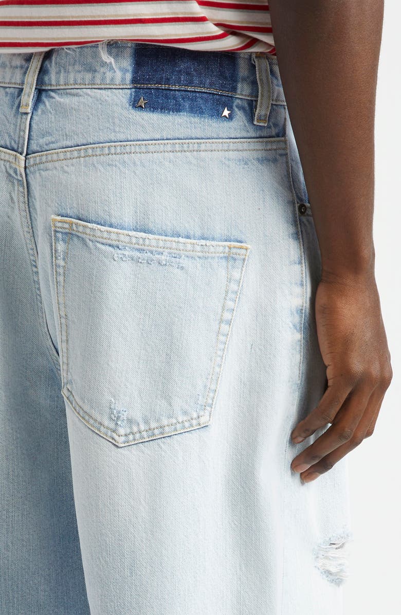 Golden Goose Journey Morgan Distressed Raw Hem Wide Leg Jeans, Alternate, color, Cloud Blue