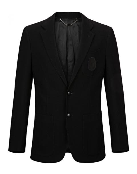 Leather Crest Pocket Cotton Blazer Men