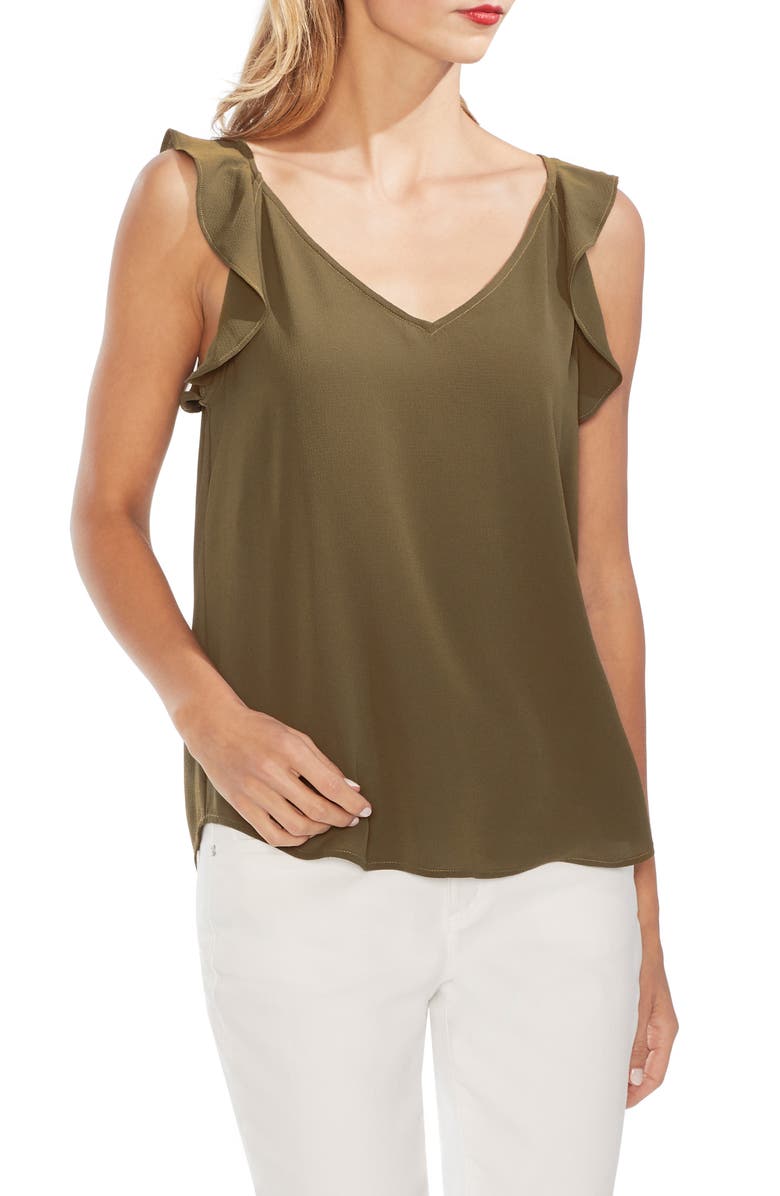 Vince Camuto Flutter Shoulder Crepe Tank Top, Main, color, 