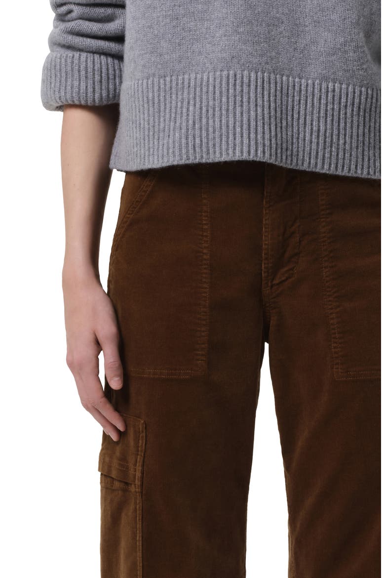 Marcelle Low Rise Barrel Corduroy Cargo Pants, Alternate, color, MANUKA (BRONZE)
