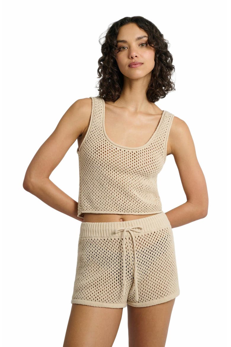 Crochet Knit Scoop Tank, Main, color, SANDSHELL