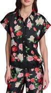 KARL LAGERFELD PARIS Rose Print Button-Up Shirt