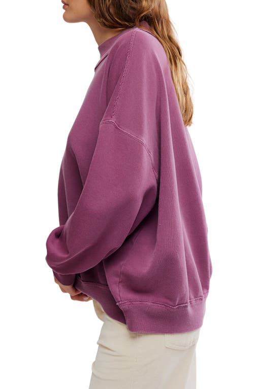 Free People Palm Springs Mock Neck Cotton Fleece Sweatshirt In Purple