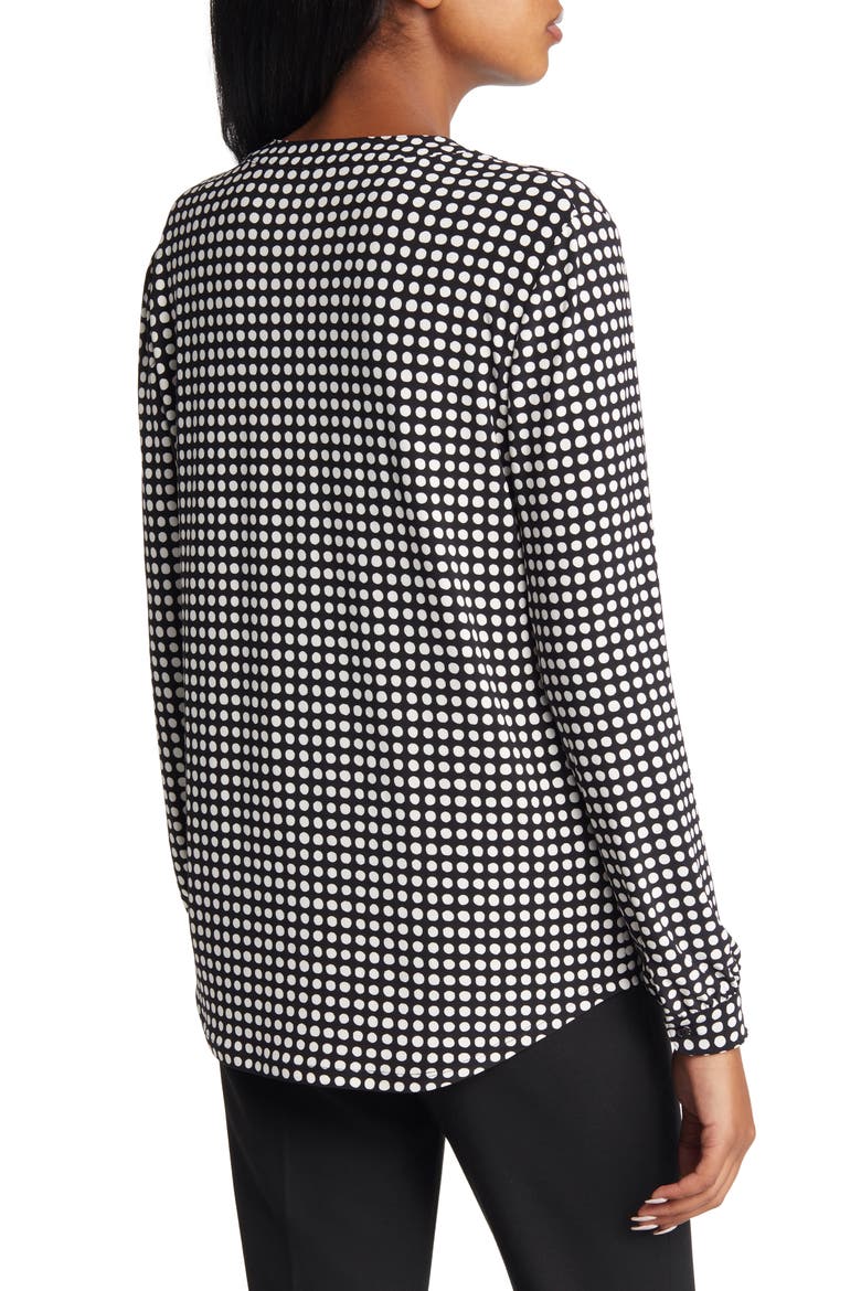 Pearly Dot Split Neck Blouse, Alternate, color, ANNE BLACK/ ANNE WHITE