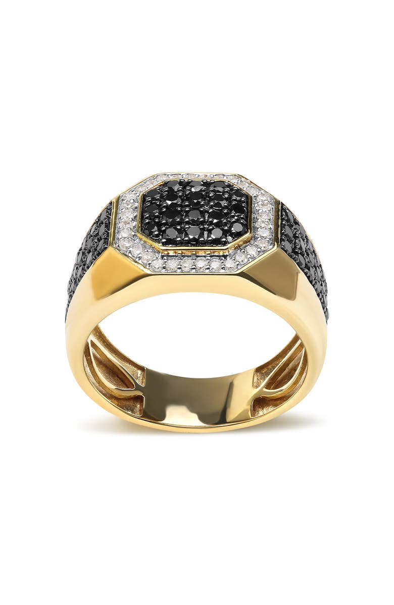 Haus of Brilliance Men's 10K Yellow Gold 1 1/4 Cttw White and Treated Black Diamond Octagonal Halo Band Ring, Alternate, color, Yellow