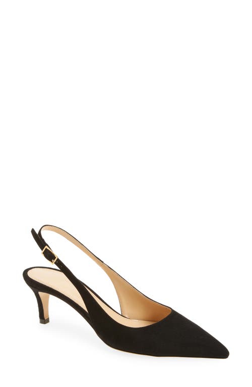 Ann Mashburn Kitten Heel Slingback Pump In Black Suede