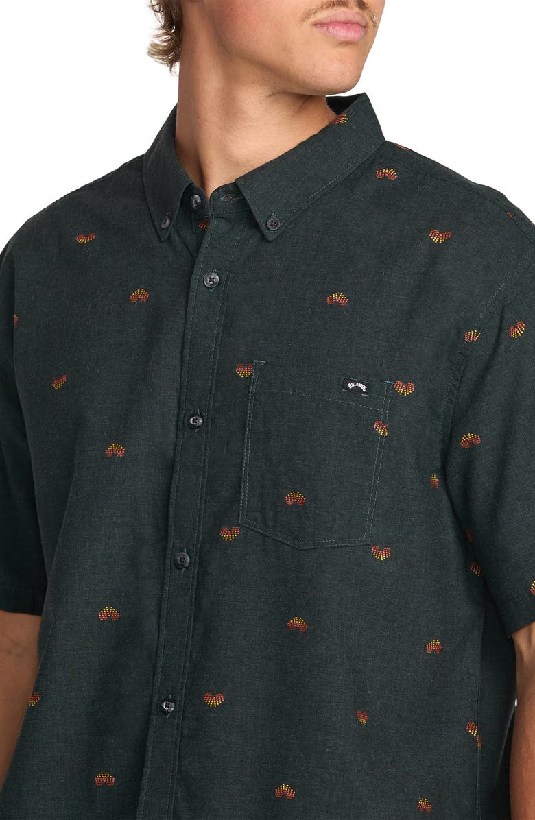 Billabong All Day Jacquard Short Sleeve Button-Down Shirt, Alternate, color, Stealth