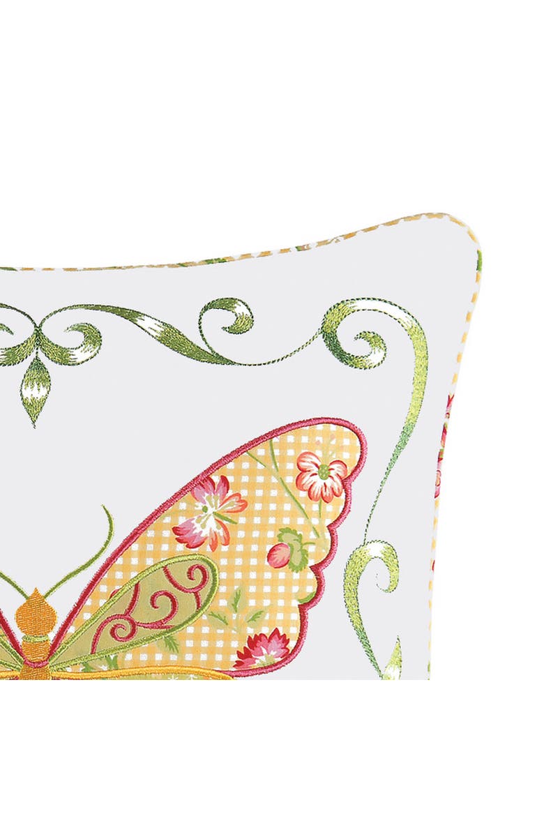 Pink Butterfly Applique Throw Pillow, 18" x 18", Alternate, color, White