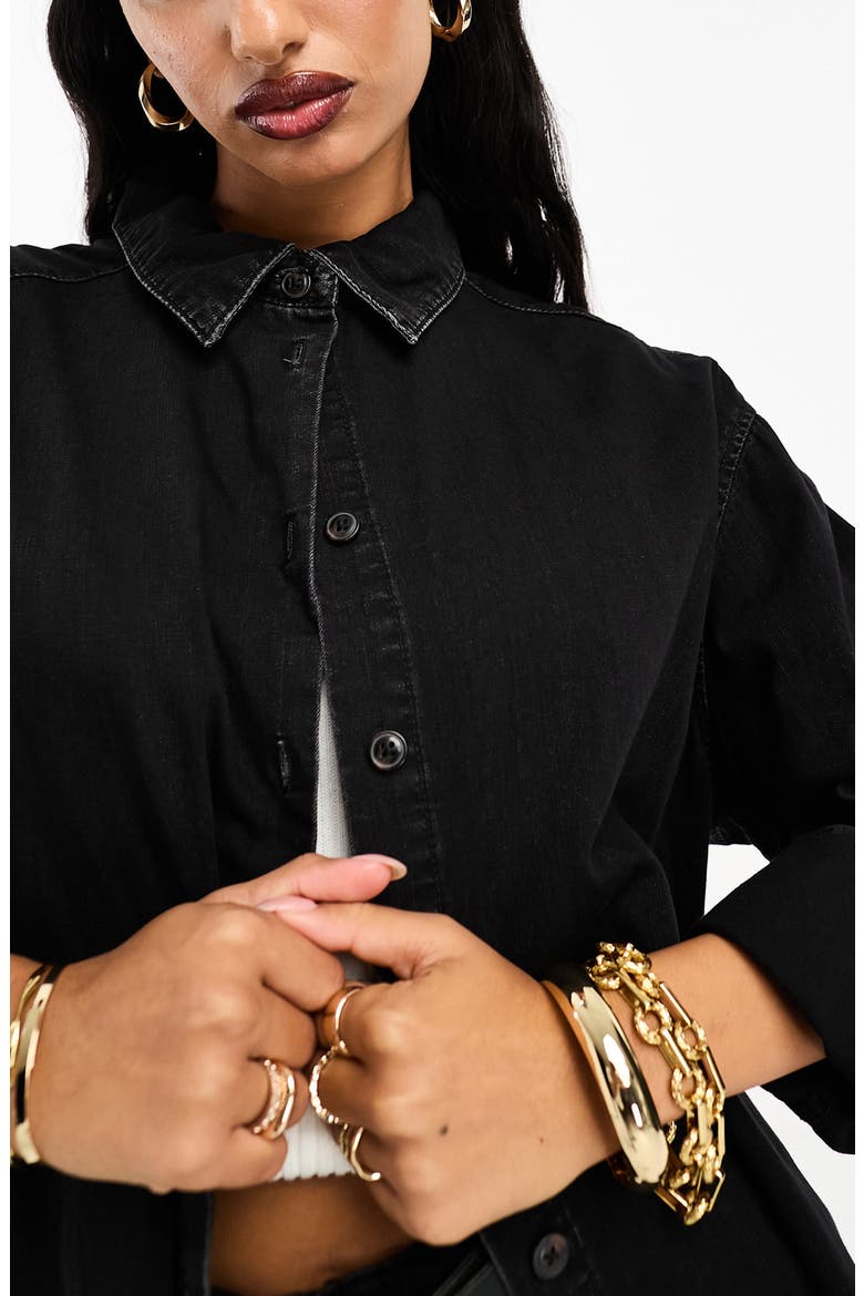 Minimal Denim Shirt, Alternate, color, BLACK