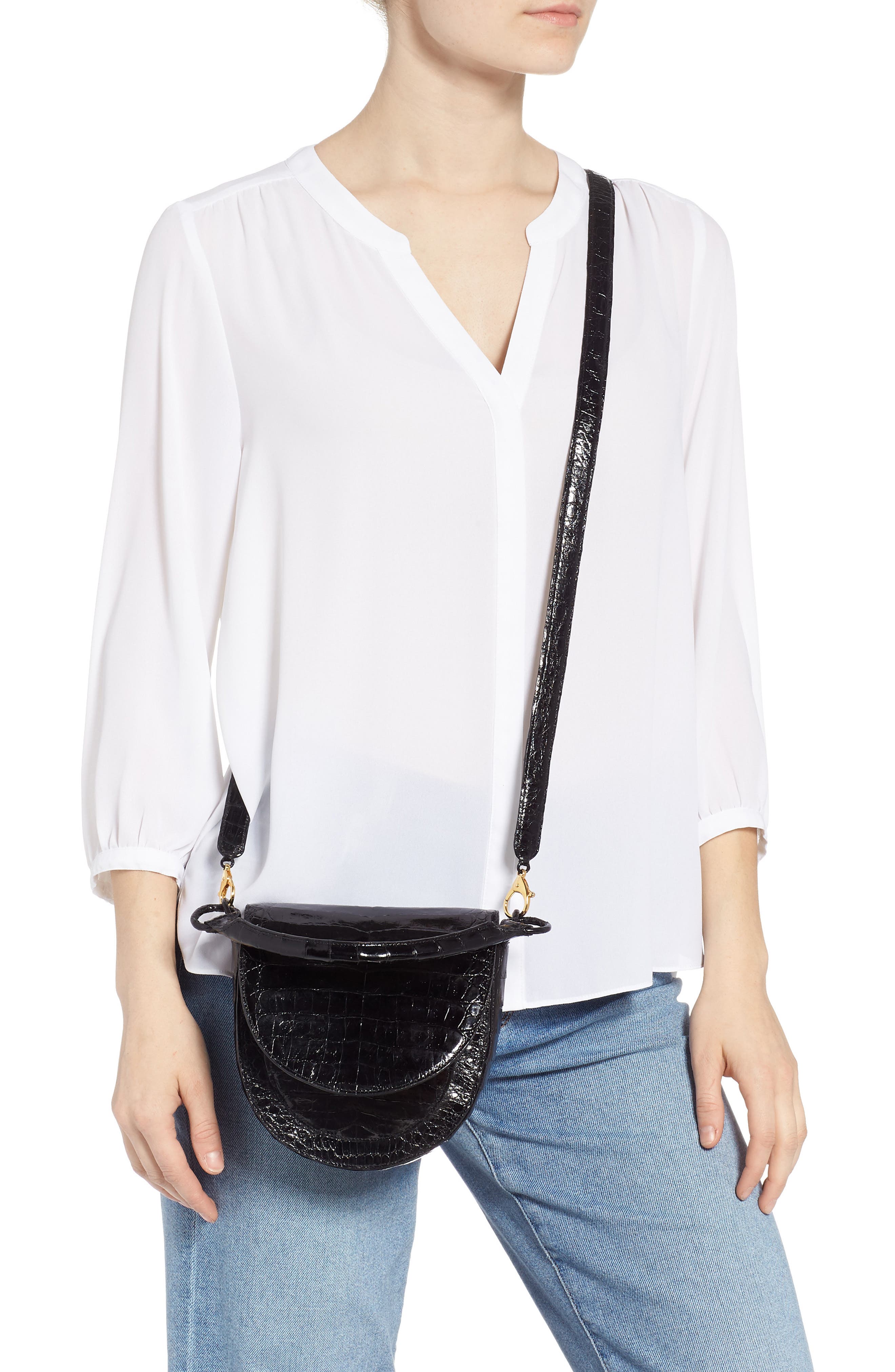 Nancy Gonzalez Small Teddy Crocodile Leather Crossbody Bag, Alternate, color, 