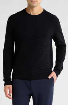 Bruno Magli Merino Wool Diagonal Textured Plaited Sweater