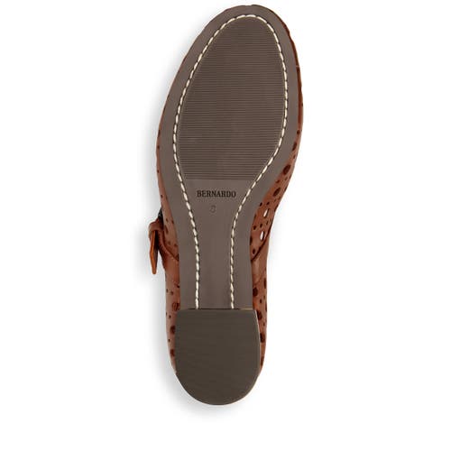 Bernardo Perforated Leather Mary Jane Ballerina Flats