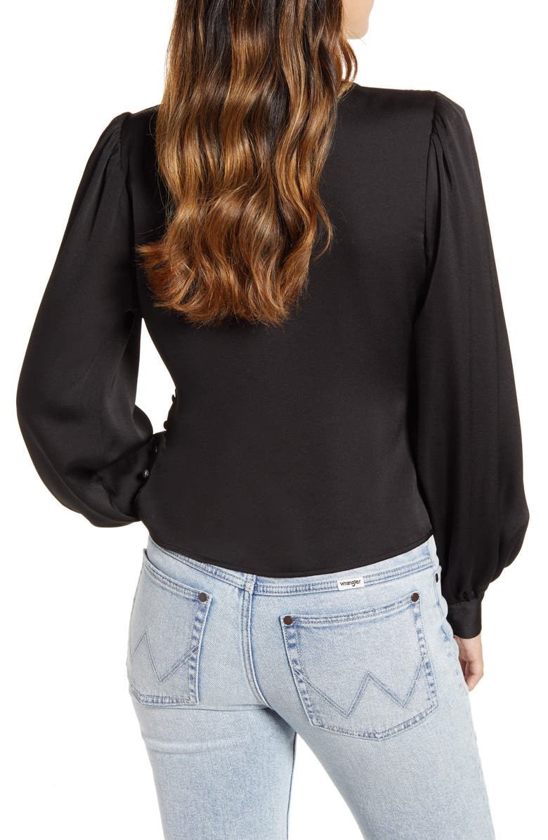 All in Favor Long Sleeve Faux Wrap V-Neck Top, Alternate, color, 