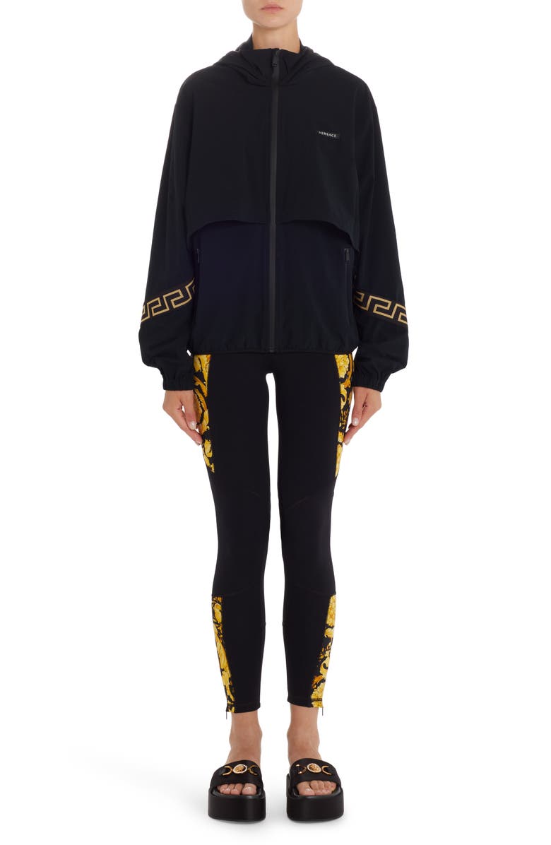 Versace La Greca Trim Windbreaker Jacket, Alternate, color, 
