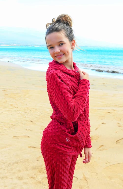 Limeapple Minky Bubble Zip Hoodie In Red
