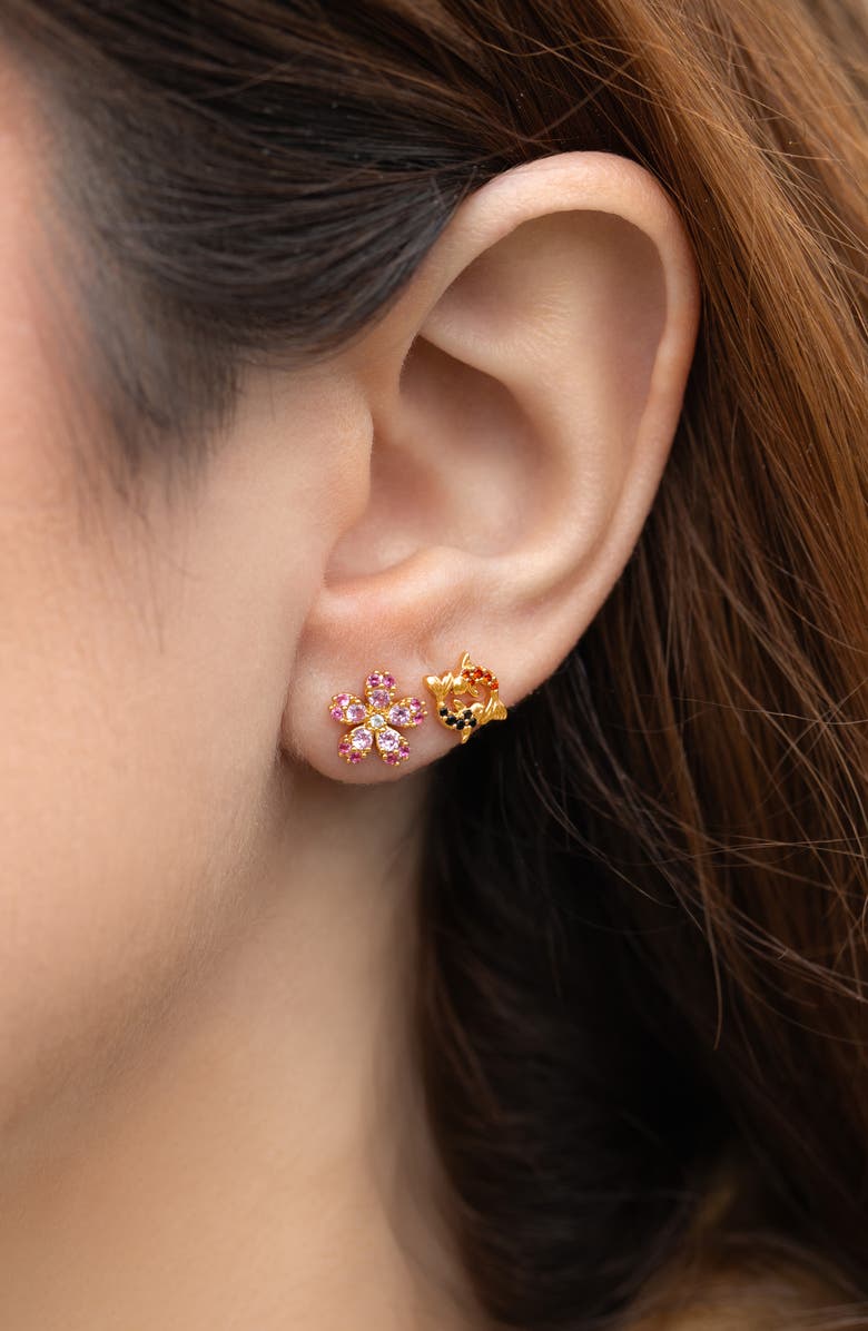 Girls Crew Tokyo Set of 4 Assorted Single Stud Earrings, Alternate, color, Gold