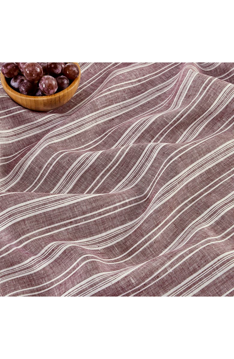 Solino Home Linen Table Throw - Chelsea Stripe, 52" x 52" Inch, Alternate, color, Burgundy And White